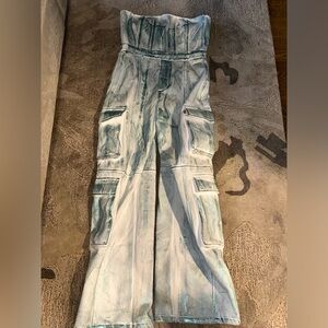 FashionNova bodysuit one piece blue denim effect cute like new size S